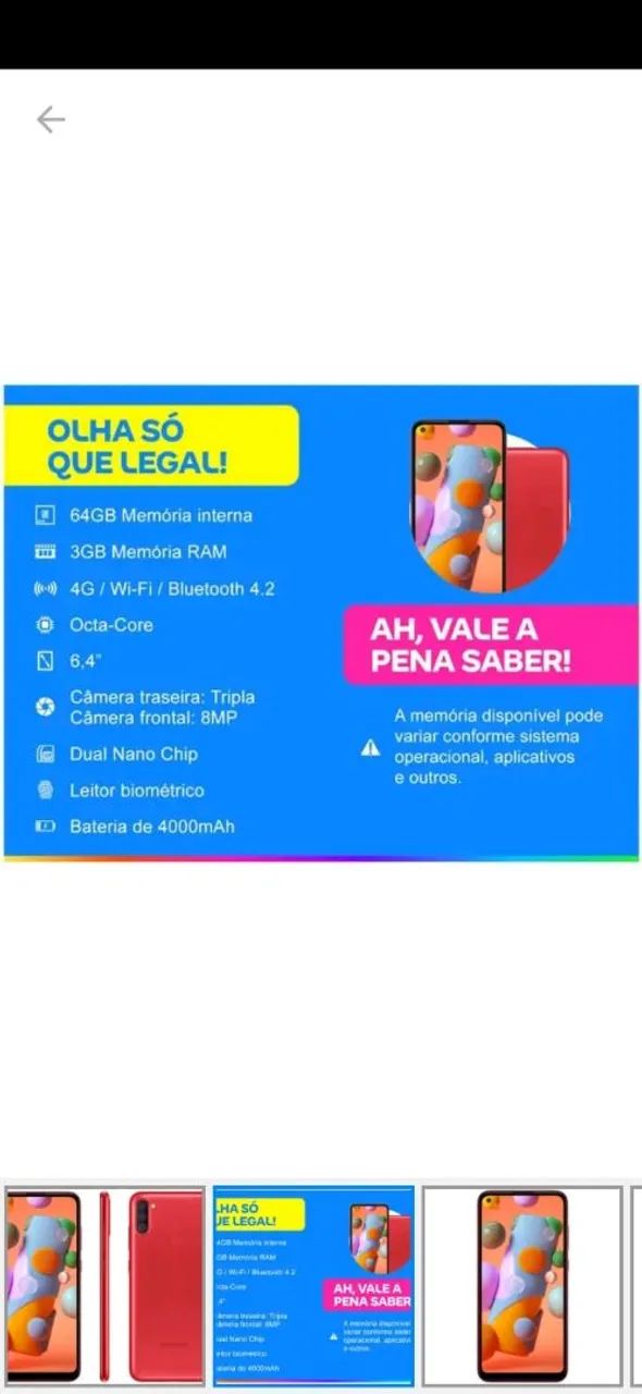 Smartphone Samsung Galaxy A11 vermelho  - Foto 3