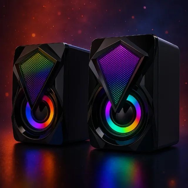 Caixa de Som para PC e Notebook 6W com LED RGB Gamer - Foto 5