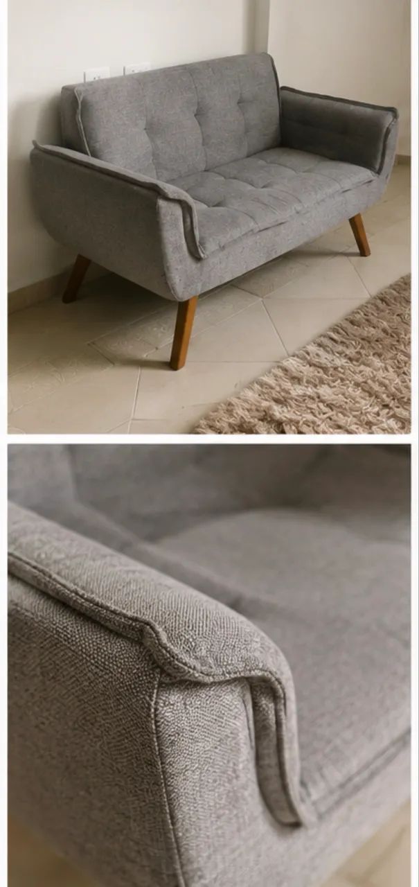 Sofá 2 Lugares Cinza Moderno | Excelente Estado - Foto 2