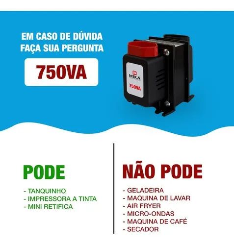 Aparelhor Conversor de voltagem 750VA - 220 para 100 e 110 para 220V - Foto 2