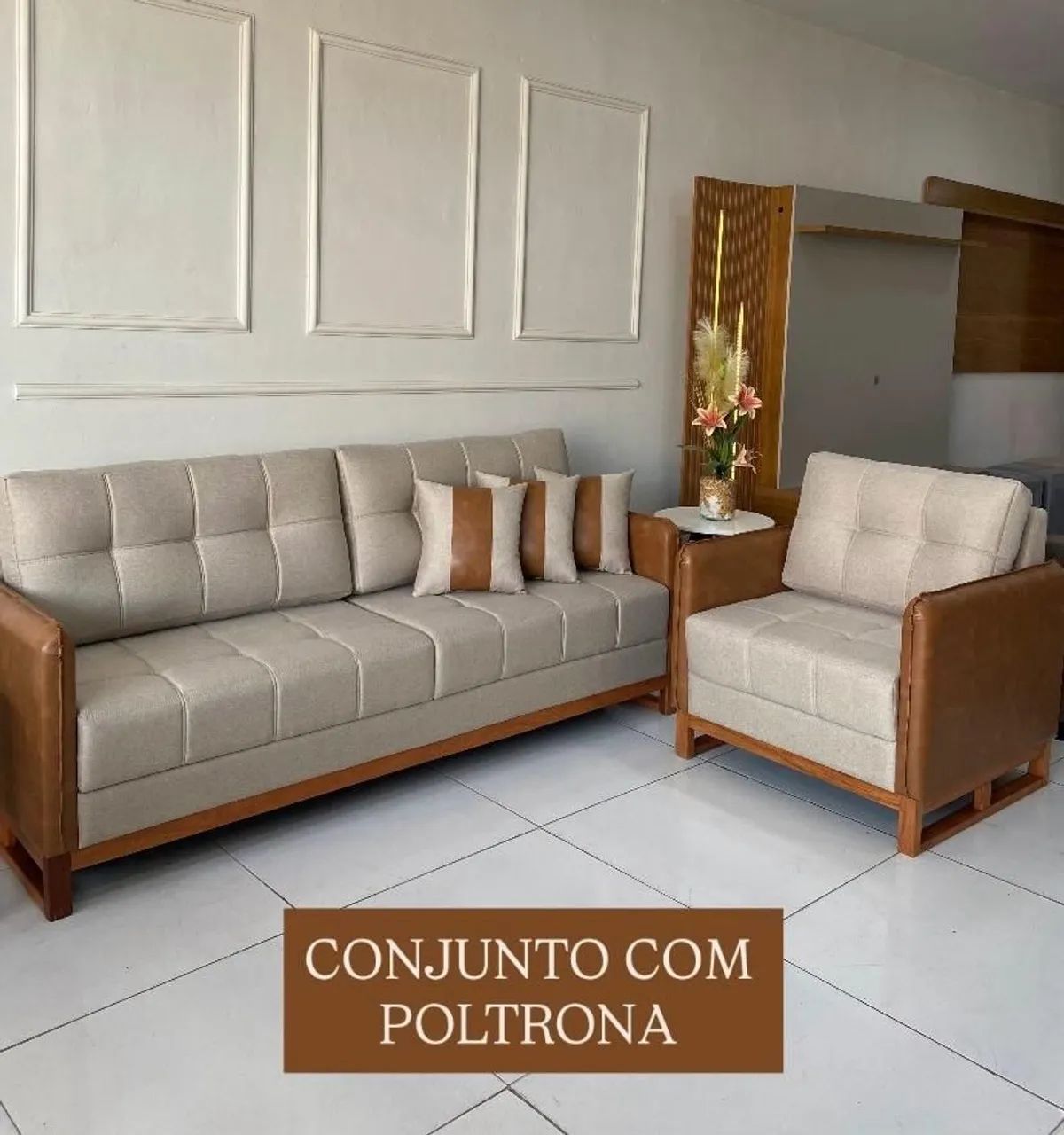 Conjunto/Sofá com Poltrona, novos.