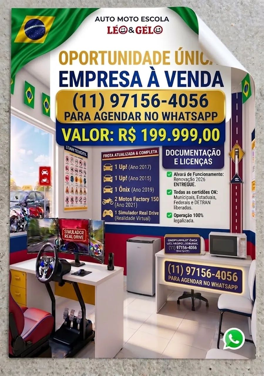 AUTO MOTO ESCOLA - COMPLETA TUDO OK FUNCIONANDO - MUDANÇA RAMO