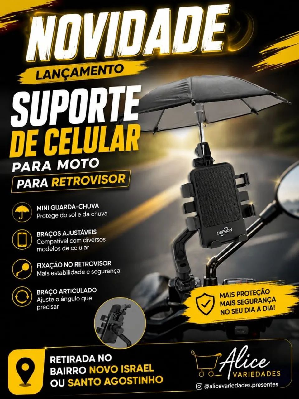 Suporte de celular para moto RETROVISOR 