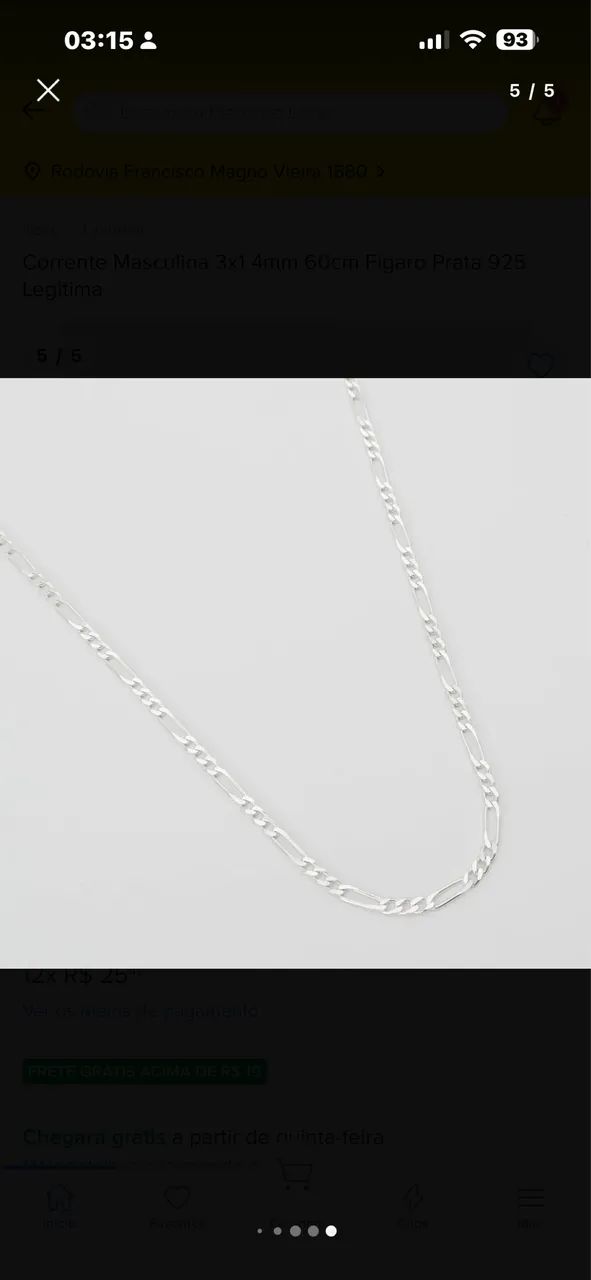 Corrente de prata 925 masculina