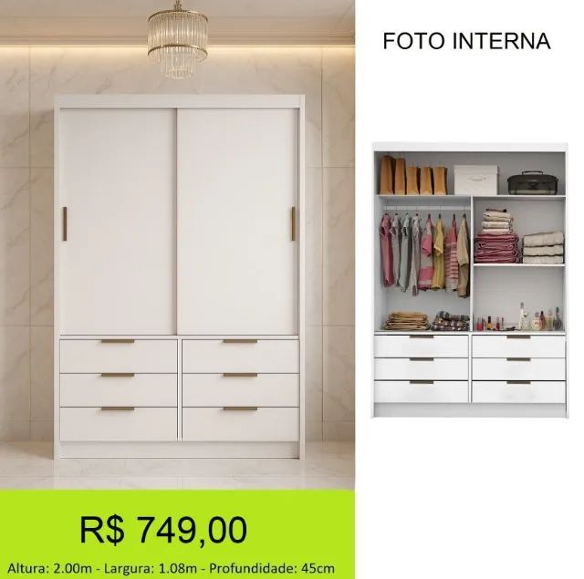 Roupeiro Com portas de correr - Parcelamos sem juros - Foto 2