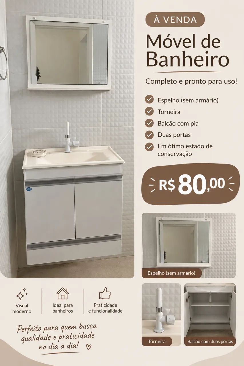 Armário banheiro + espelho  - Foto 4