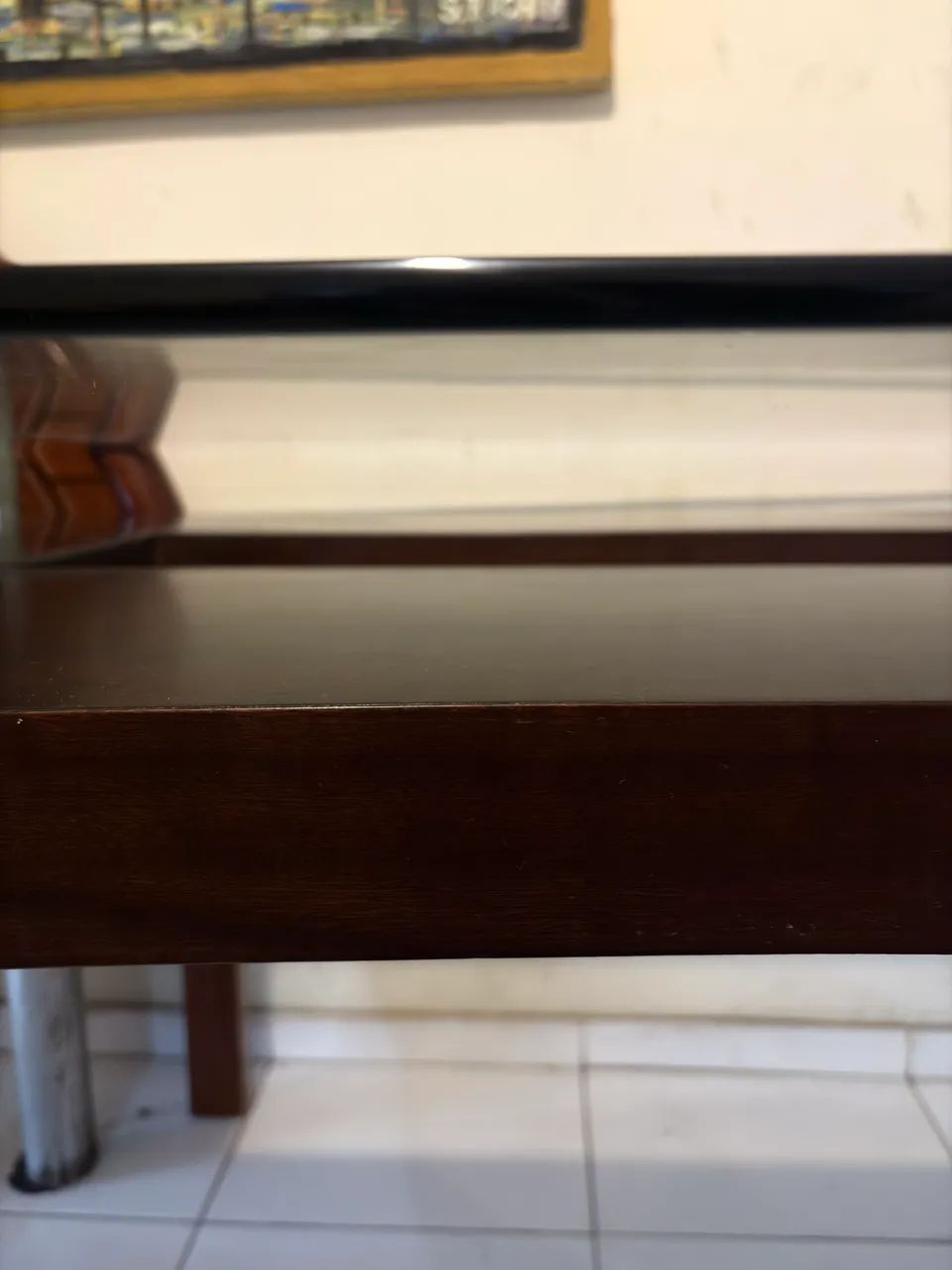 Mesa de Jantar de Vidro e madeira maciça 6 lugares  - Foto 3