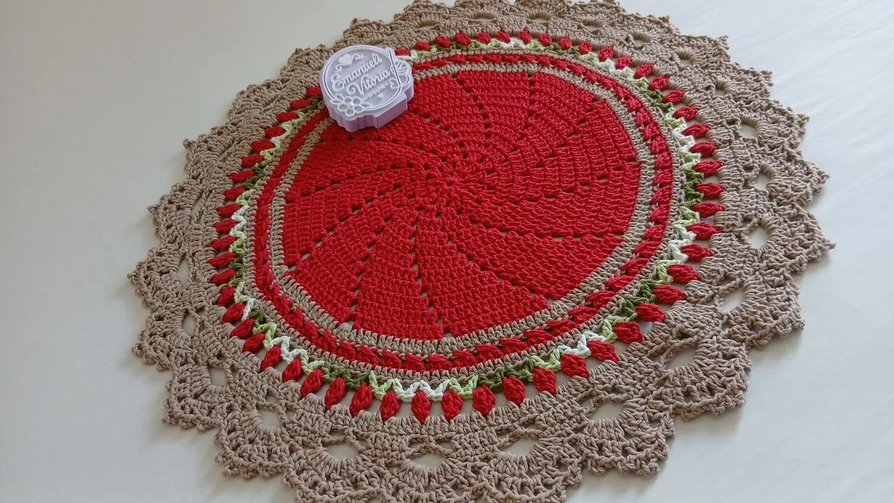? Centro de Mesa em Crochê Vermelho | Lindo e Artesanal ? - Foto 5