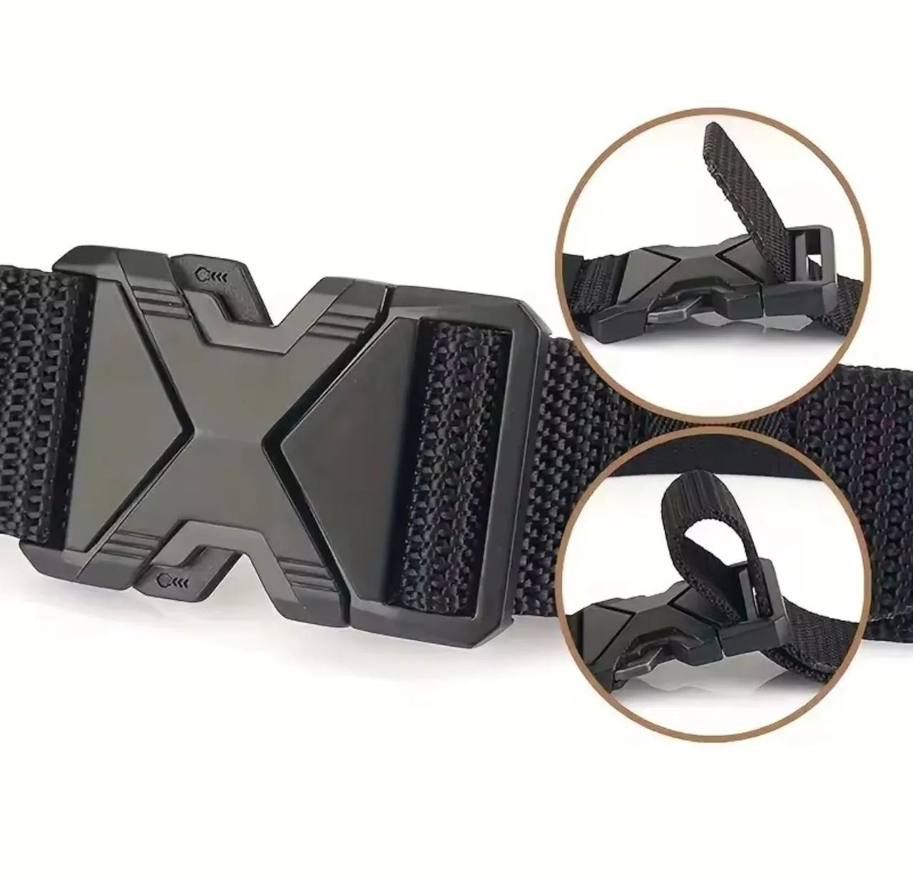 Cinto Tático Masculino Premium com Fivela Metálica X - Ajustável e Resistente