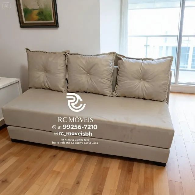 Sofá Cama Bicama 1,70m Suede D33 Compacto e Funcional