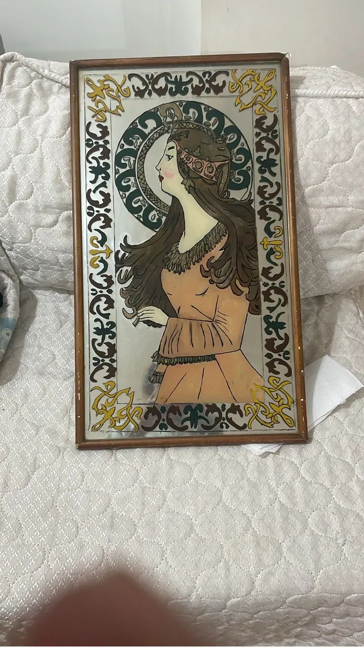 Quadro espelhado antigo pintor desconhecido 
