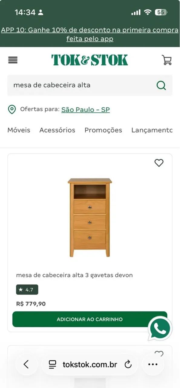 Mesa de cabeceira Tok&Stok - Foto 3