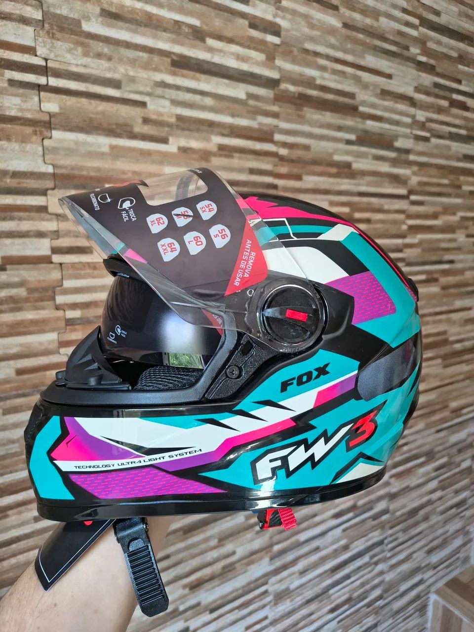 Capacete FW3 com óculos interno + 2 viseiras - Foto 5
