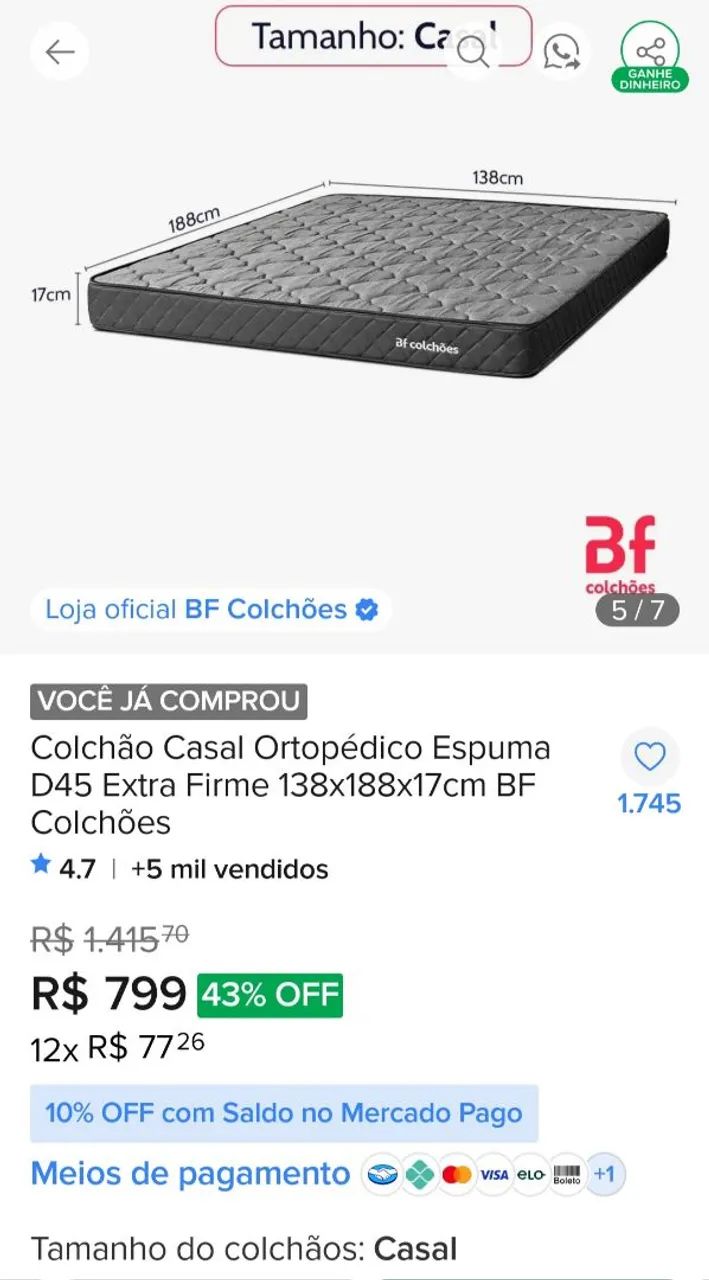 Colchão de Casal Ortopédico Espuma D45 - Foto 2