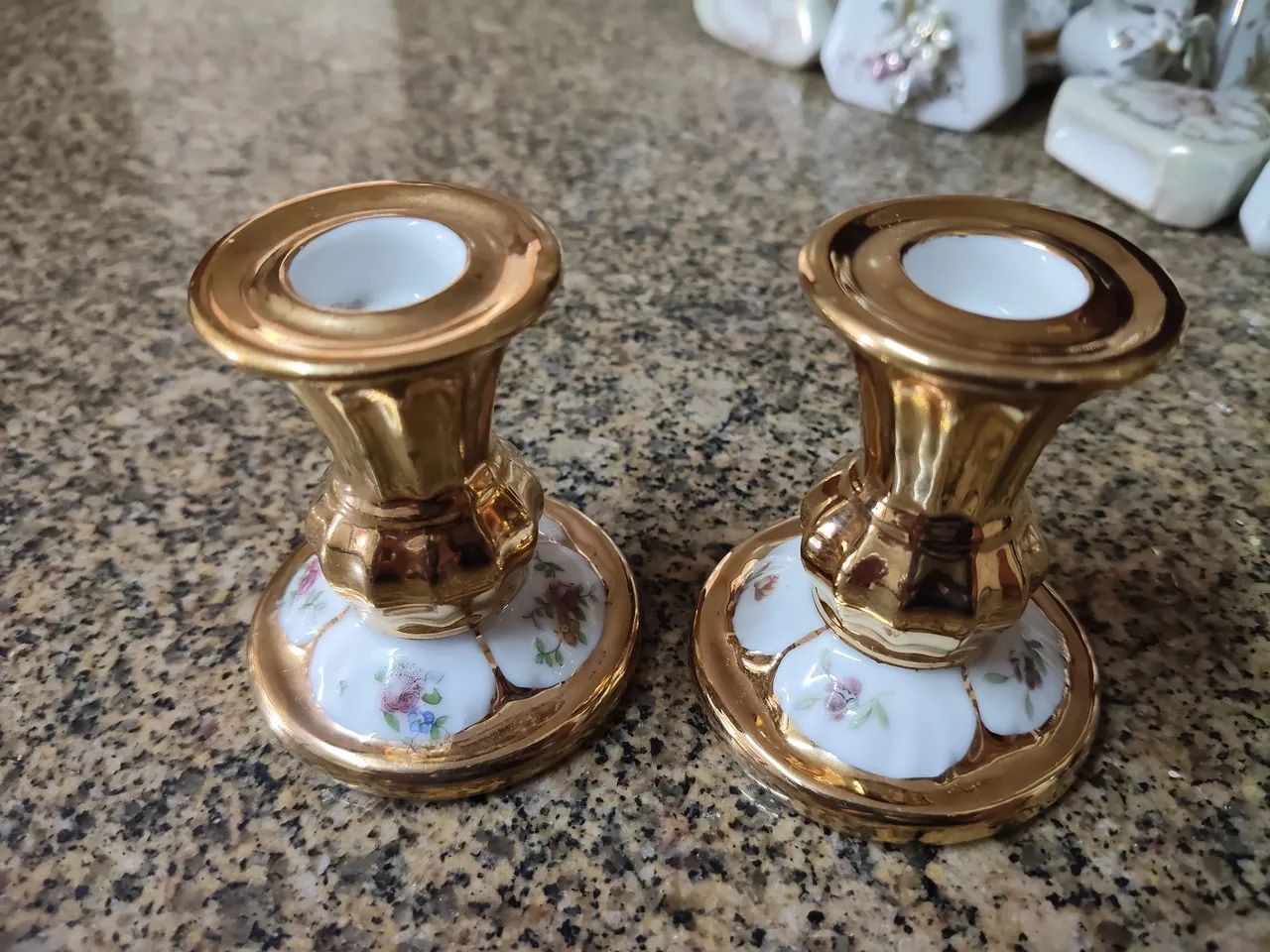 Par castiçal porcelana vintage Mauá  - Foto 2