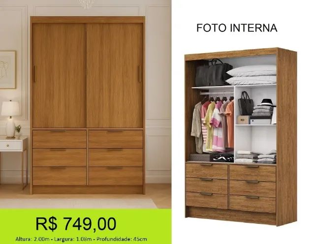 Roupeiro Com portas de correr - Parcelamos sem juros