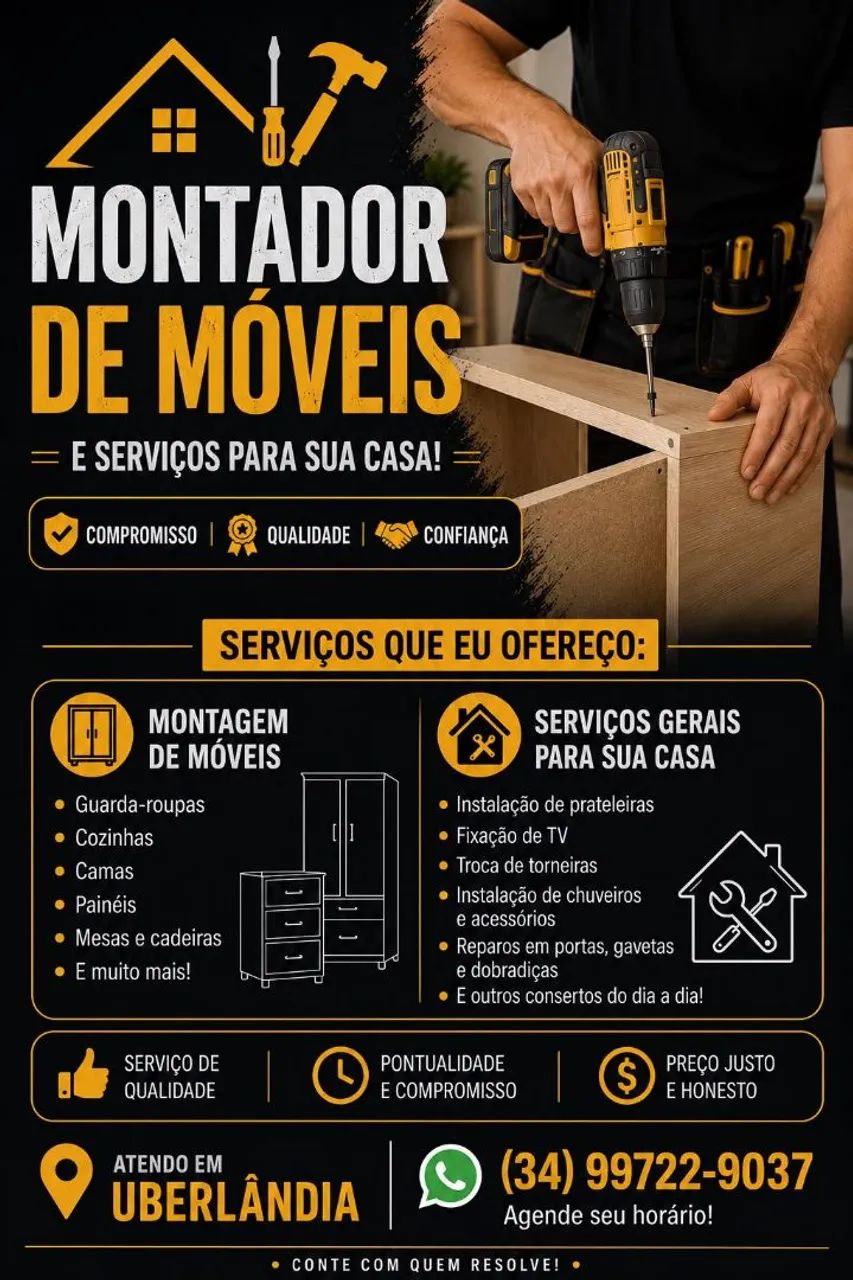 Montador de móveis e consertos, reparos.