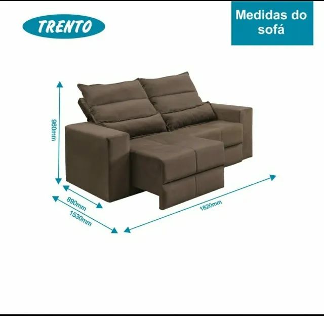 Sofá Retrátil e Reclinável Trento, Assento com Molas - Estofados Linhares - Foto 4