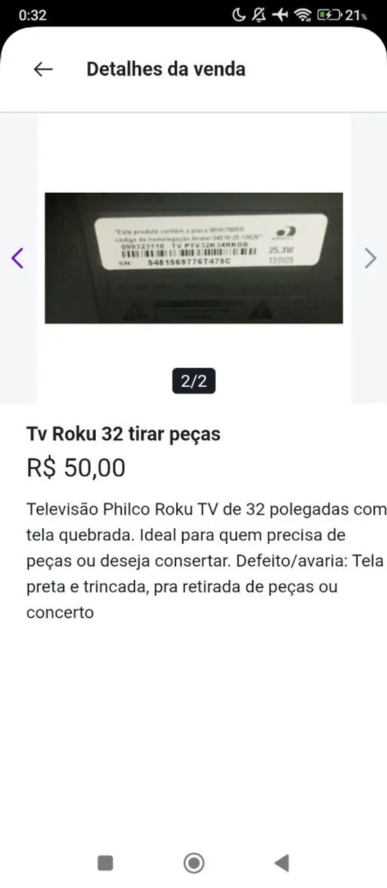 Tv 32 polegadas retirada de peças  - Foto 2