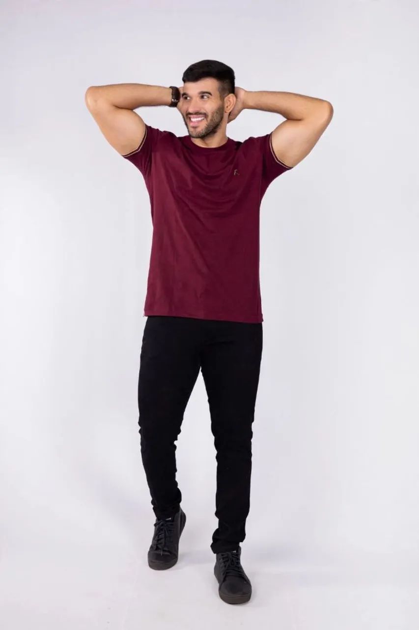Camisa básica com punho listrado  - Foto 3
