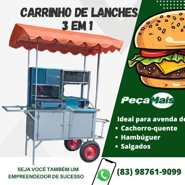 Carrinho de Lanches 3 em 1