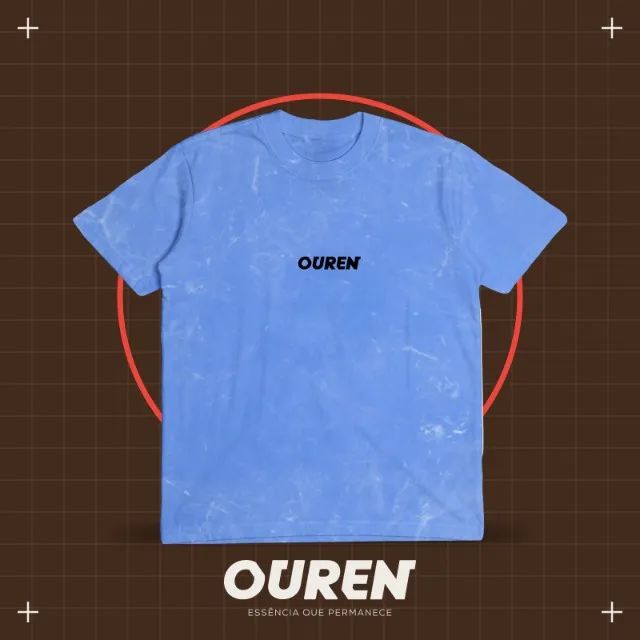 Camiseta Azul Marmorizada Oversized 100% Algodão