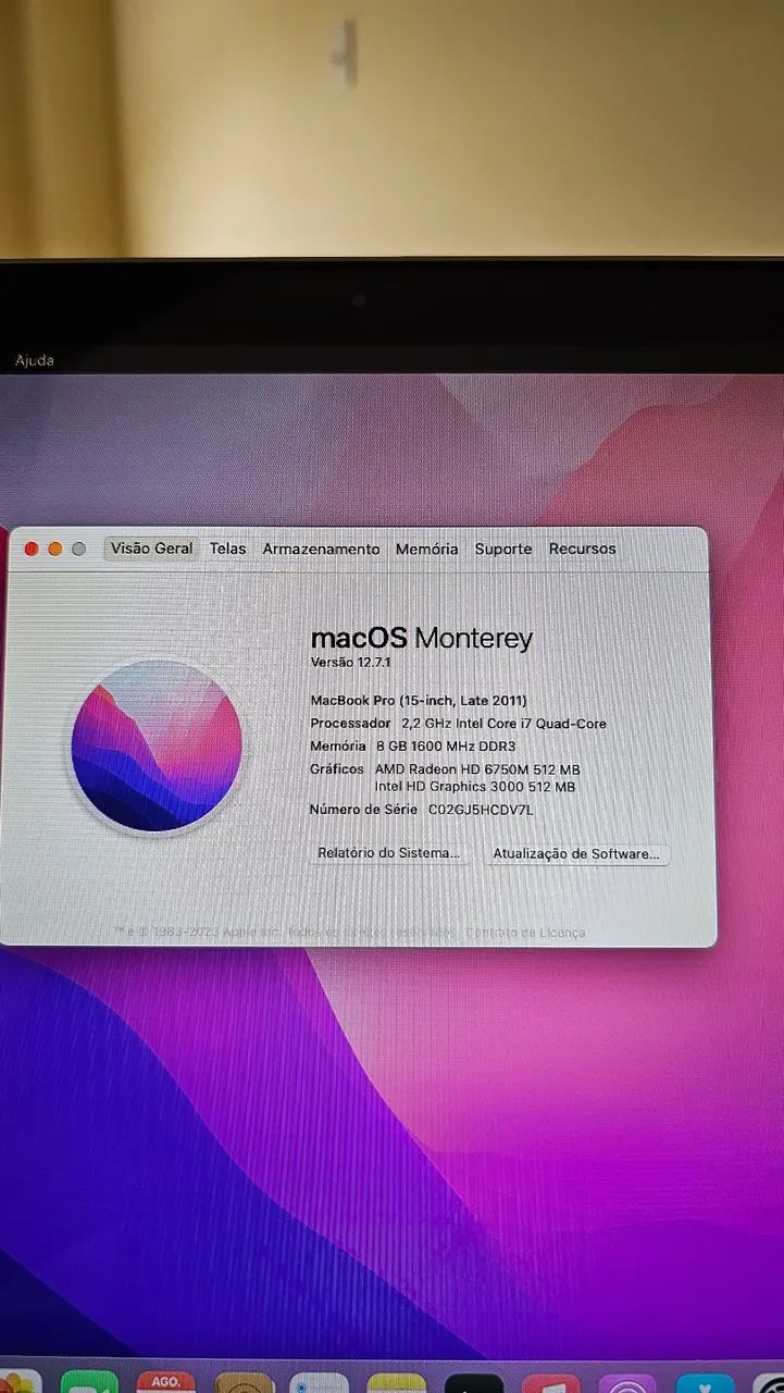 Macbook Pro 15" 2011 i7 quad 8gb SSD bateria nova - Foto 2