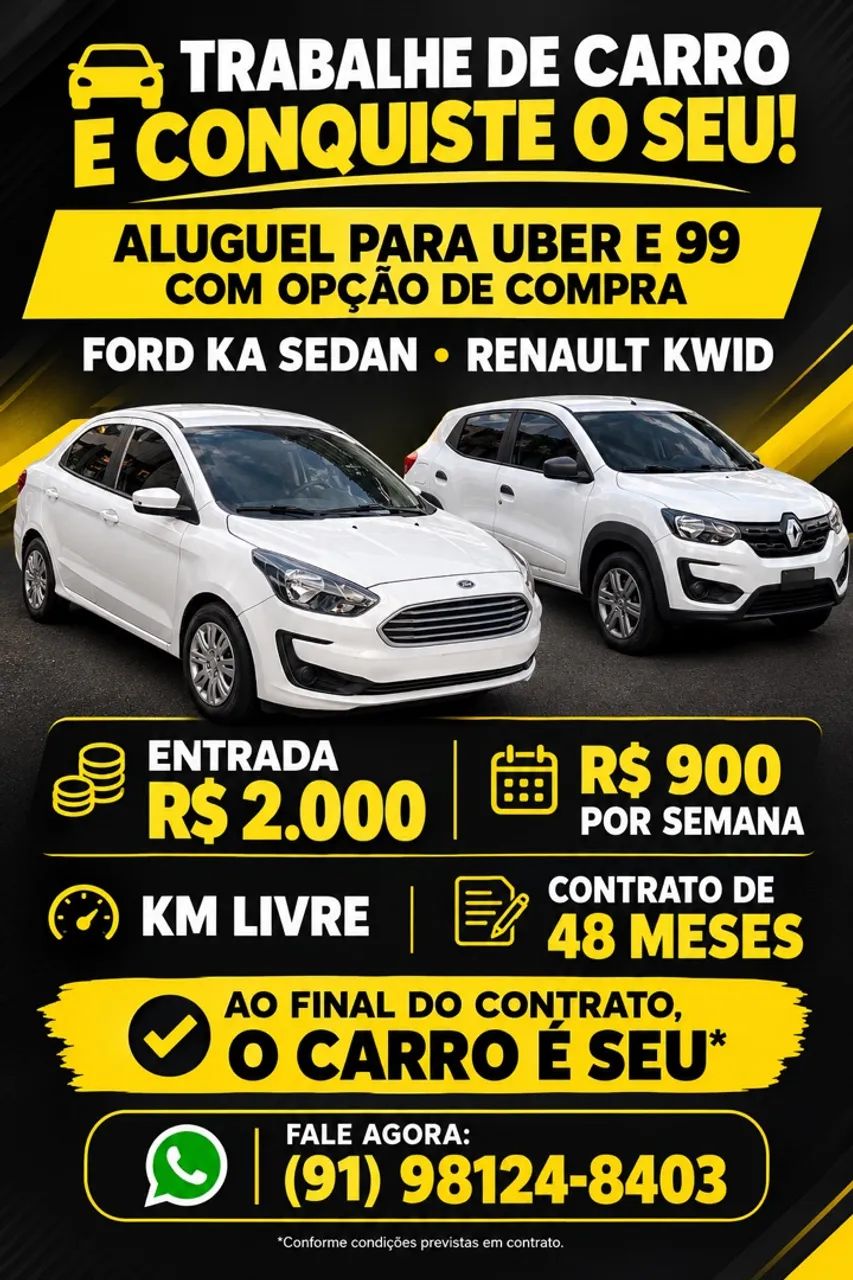 Aluguel de Carro Uber 99 com Compra no Final - Ford Ka e Kwid