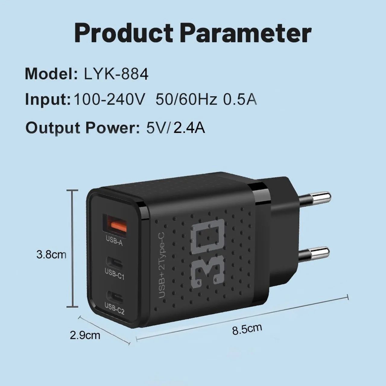 Carregador 30w USB Tipo C 3 portas - Foto 2
