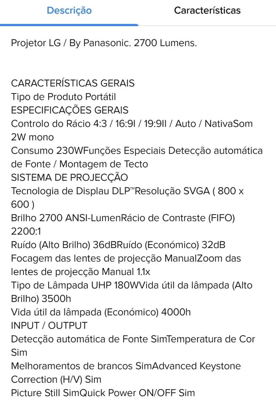 Projetor lg bs275 491789909398671365
