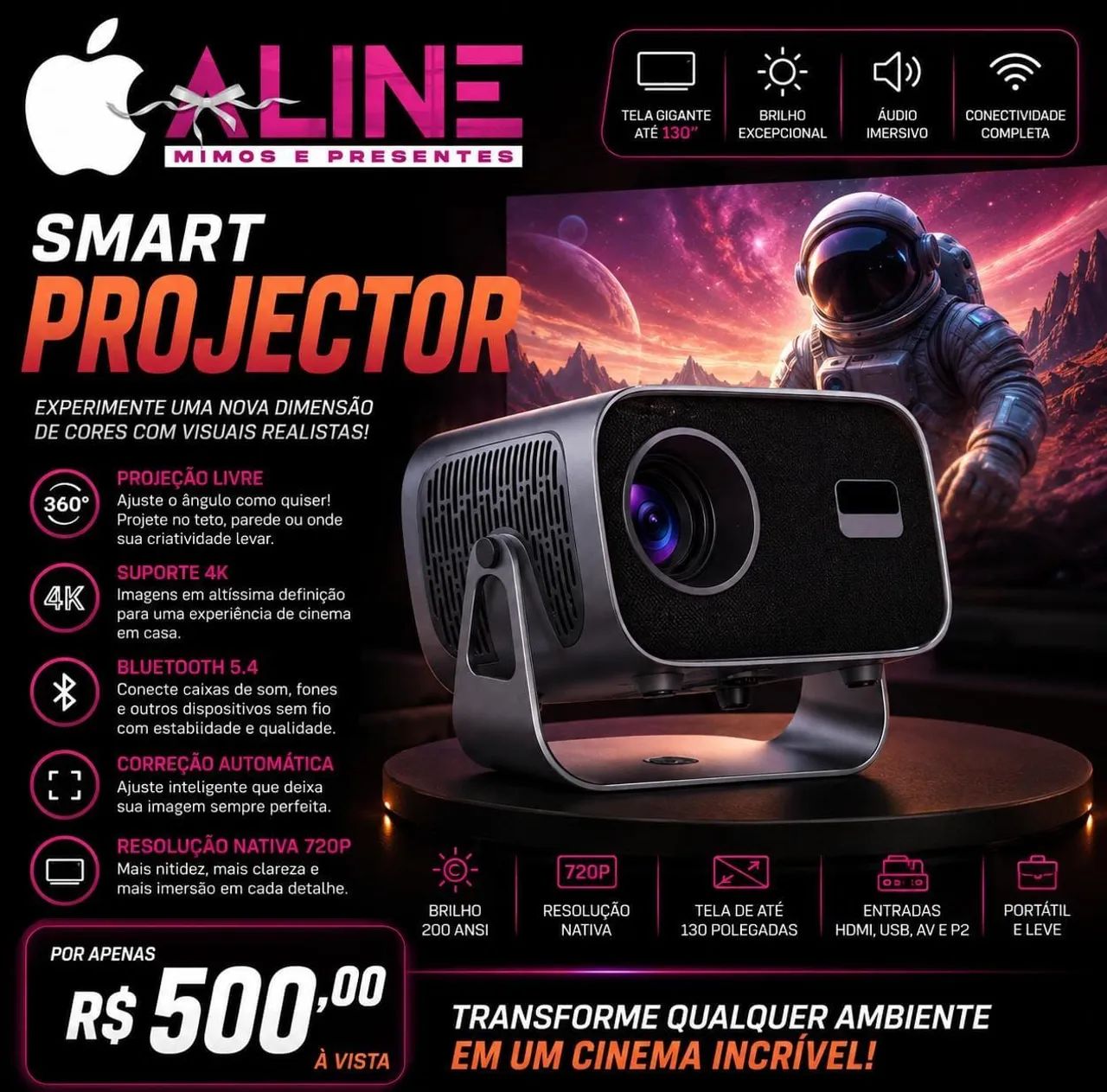 PROJETOR HY500 A GOLD