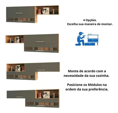 Armario Aereo Carmenere com Nicho, 100% MDF - Rio Doce - Foto 5