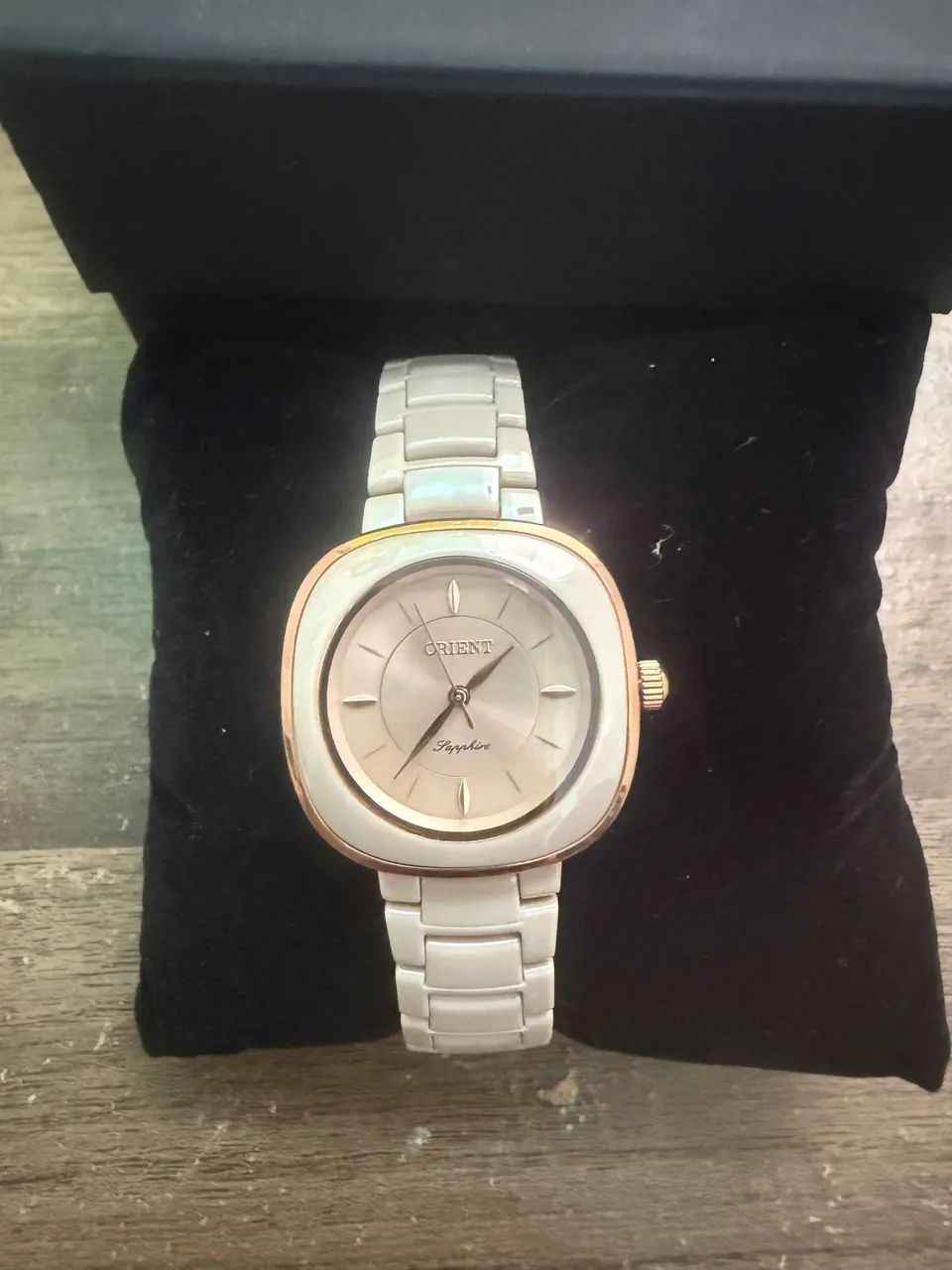Relógio Orient Ceramic Feminino Safira Rosé