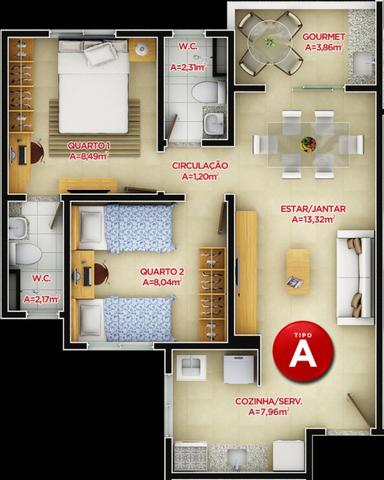 Parque 2 Irmãos - Apartamento 54,58m² com 2 quartos - Foto 4
