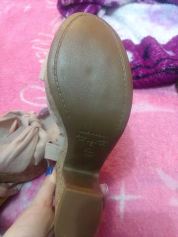Sandália feminina oneself salto alto meia pata em suede com amarração e nó rosê - 34 - Foto 2