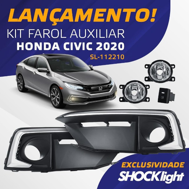 Kit Farol Neblina Led Honda New Civic G10 2020/2021 C/ Moldura