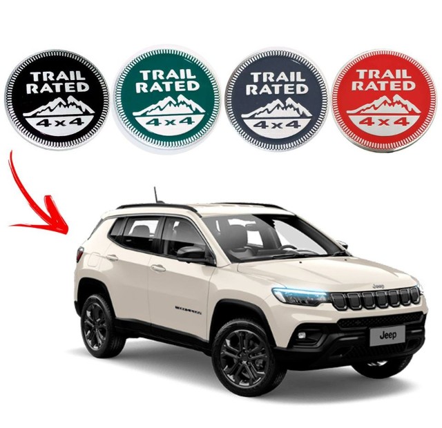 Acessório Emblema Carro Jeep Trail Rated 4x4 Renegade Willys Compass Grand Cherokee