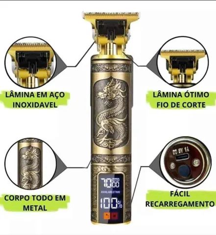 -Máquina profissional de barbear aparar pelos e acabamento de cortes, T9 - Foto 2