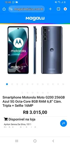 Smartphone Motorola Moto G200 256GB Azul 5G Octa-Core 8GB RAM 6,8