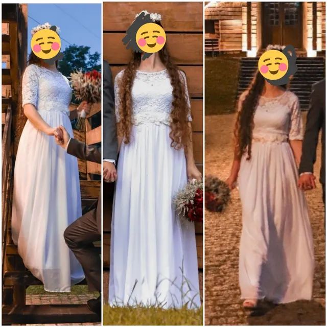 Vestido de noiva lindo manga 3/4 com renda - Foto 2