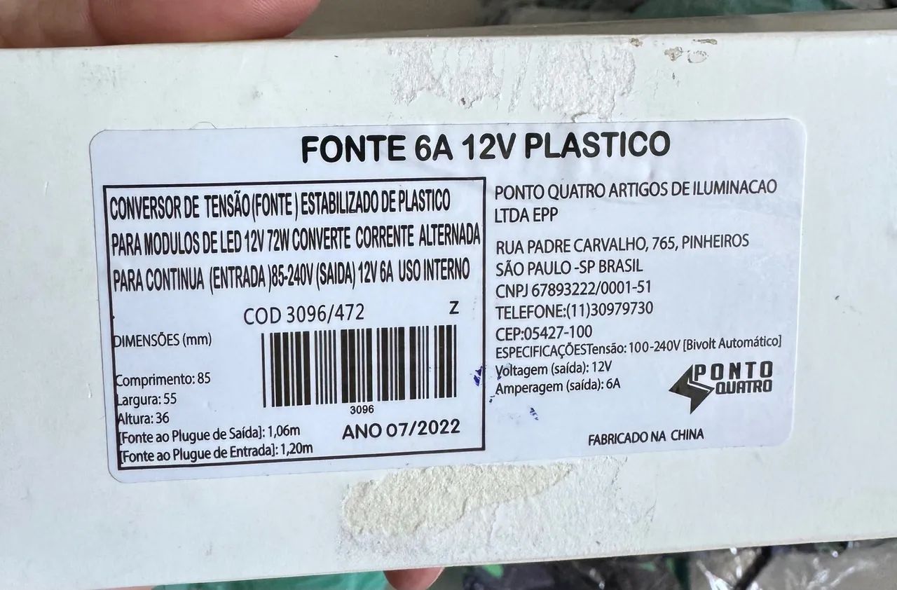 Fonte 72W 6A 12V Eletrônica de Plástico Para Fitas Led  - Foto 2