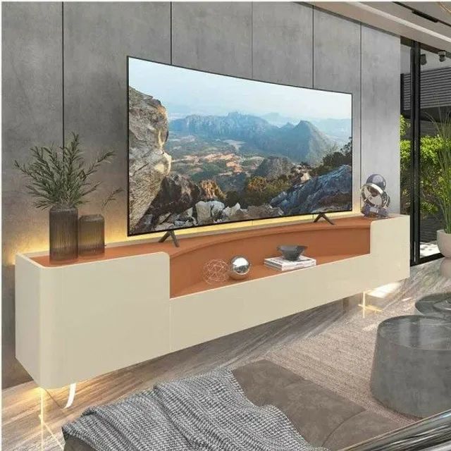 Rack Infinity 100% MDF Larg. 2.30m C/ Pés de Vidro !! Rf3282m