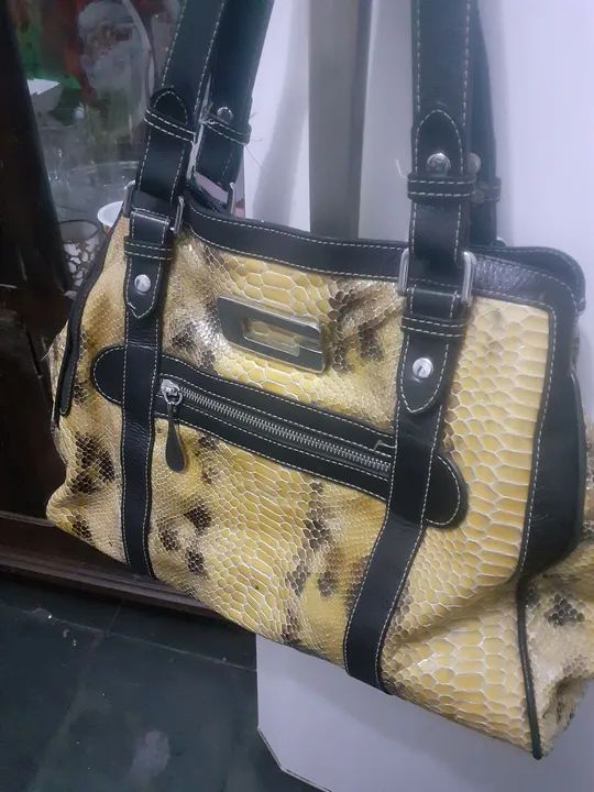 Bolsa de Ombro em Couro Python - Foto 3