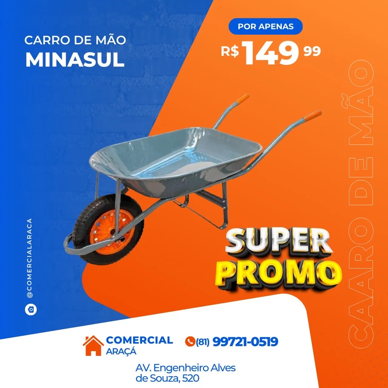 Carro de mão minasul promocao