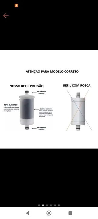 Refil Filtro de água sem rosca para purificador - Foto 2