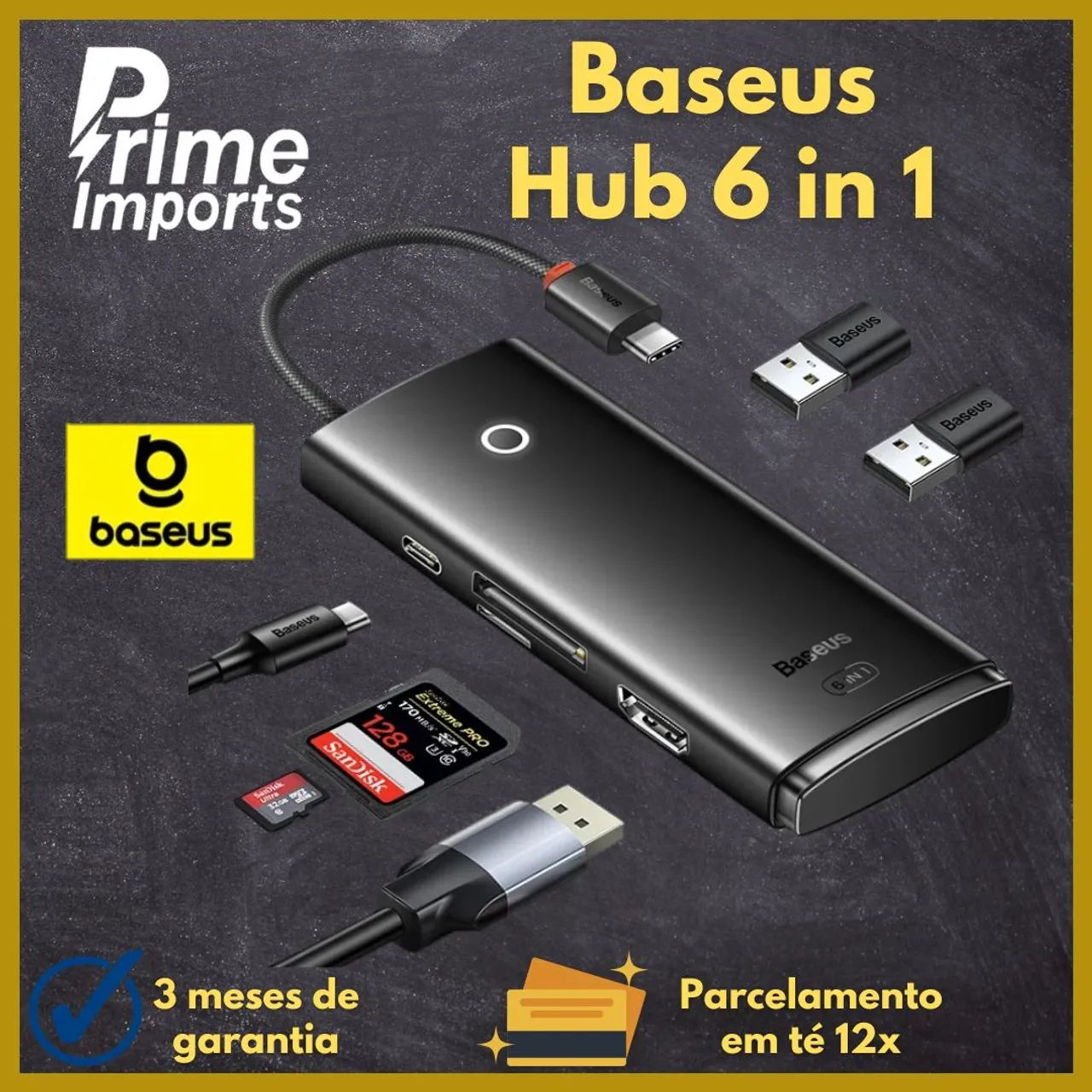 Hub Baseus 6 em 1 - Tipo C LACRADO 