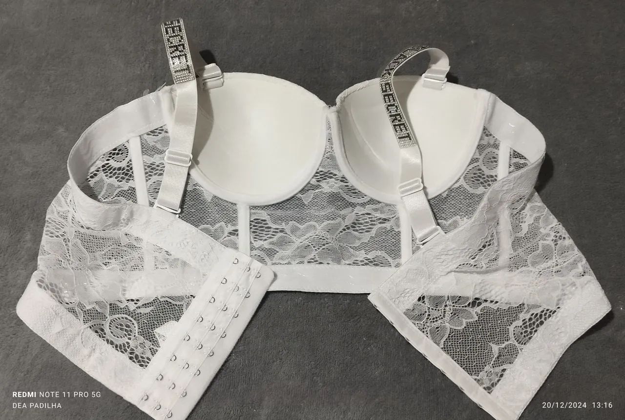 Corset Top op renda branco com bojo - Vicblack - Foto 4