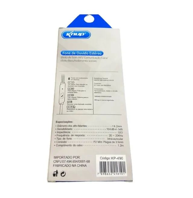 Fone De Ouvido Com Microfone Knup  KP-490 - Foto 5