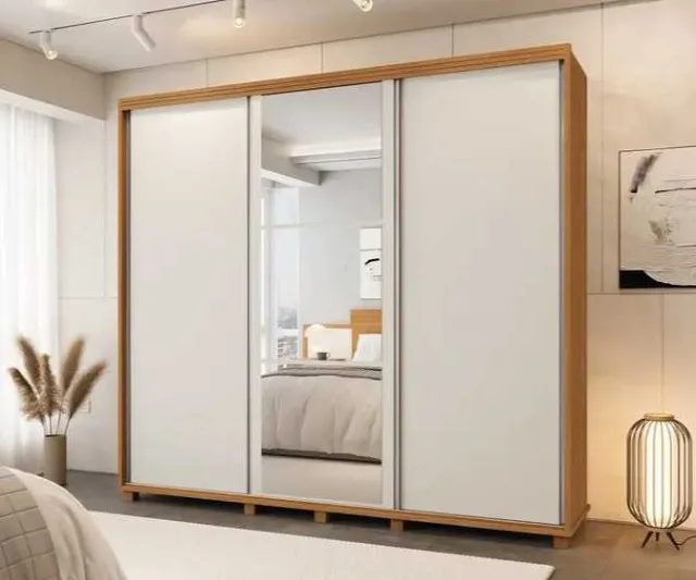Guarda Roupa Casal Berlin 3 Portas 6 gavetas C/Espelho 100% MDF Direto da fabrica Novo