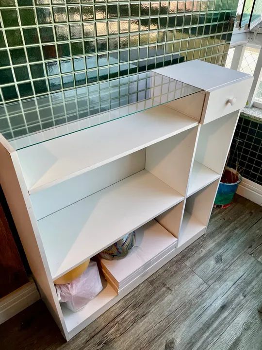 Estante de Vidro Branca MDF (Otimo estado)